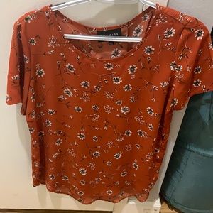 Summer orange floral blouse